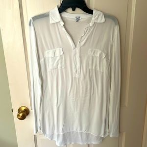 Splendid womens sheer long sleeve collared shirt tee